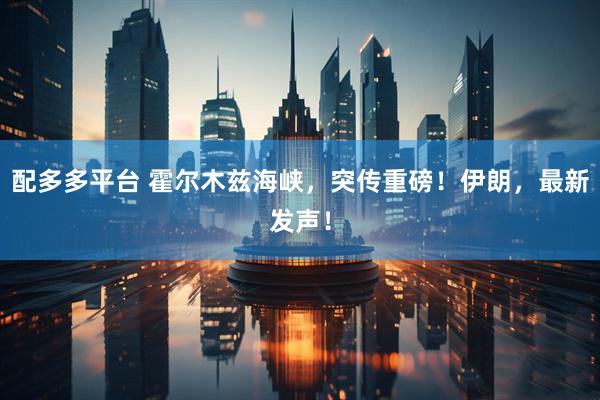 配多多平台 霍尔木兹海峡，突传重磅！伊朗，最新发声！